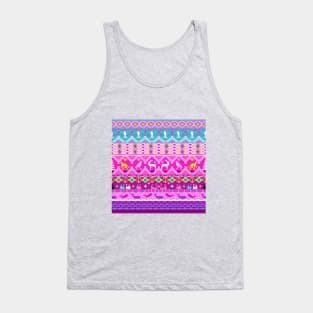 Cross stitch, ethnic pattern, Pixel Seamless, various animal patterns. Tank Top